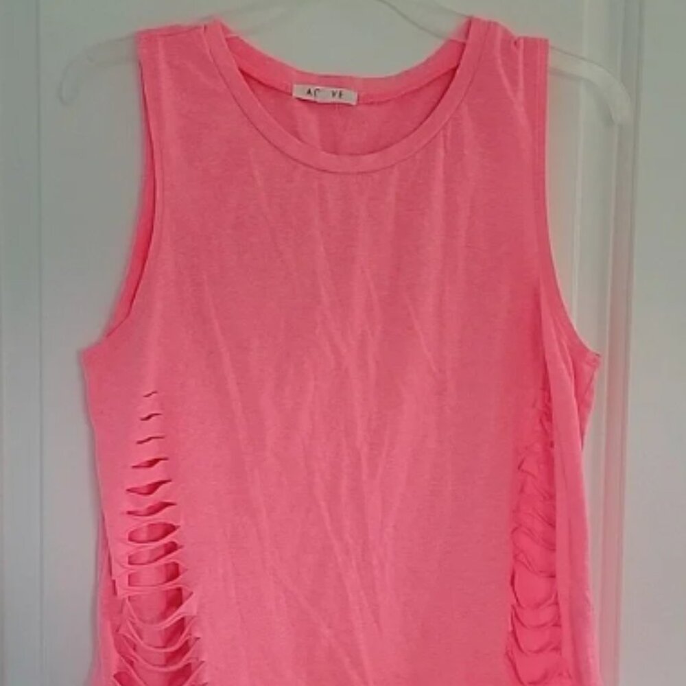 Pink Sleeveless Top with Side Cutouts